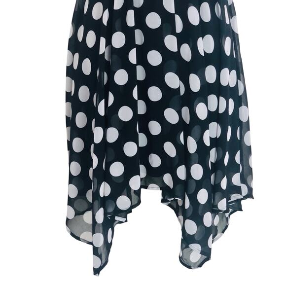 Maurices Fit & Flare Blue White Polka Dot Sundress Layered Handkerchief Hem - Picture 8 of 16